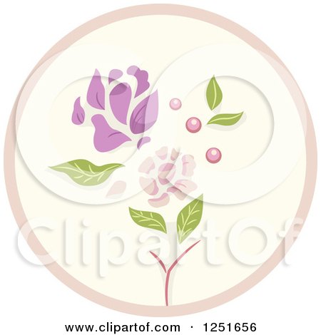Clipart of a Round Shappy Chic Flower Icon - Royalty Free Vector Illustration by BNP Design Studio