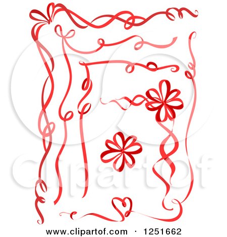 Clipart of Red Bow and Ribbon Design Elements - Royalty Free Vector Illustration by BNP Design Studio