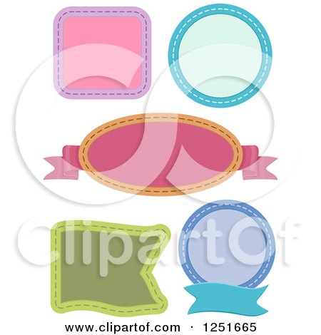 Clipart of Colorful Stitched Labels - Royalty Free Vector Illustration by BNP Design Studio