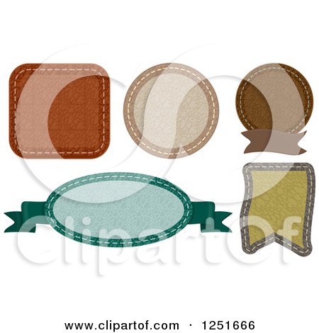 Clipart of Stitched Earth Toned Labels - Royalty Free Vector Illustration by BNP Design Studio