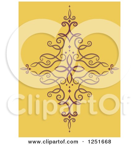 Clipart of a Decorative Swirl on Yellow - Royalty Free Vector Illustration by BNP Design Studio