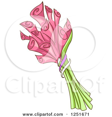 Clipart of a Bouquet of Pink Lilies - Royalty Free Vector Illustration by BNP Design Studio