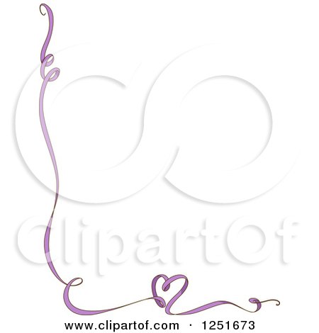 Clipart of a Purple Ribbon Border with a Heart - Royalty Free Vector Illustration by BNP Design Studio
