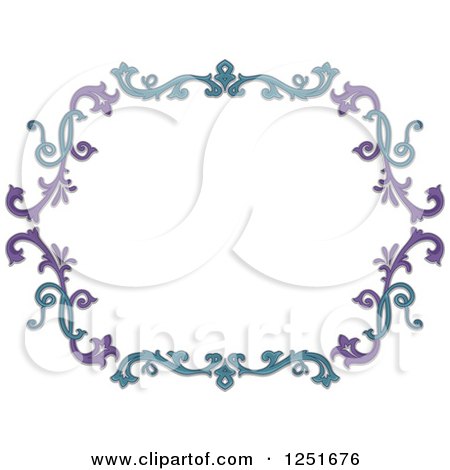 Clipart of a Purple and Blue Floral Border - Royalty Free Vector Illustration by BNP Design Studio
