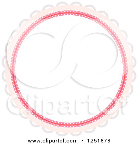 Clipart of a Shappy Chick Round Pink Doily Frame - Royalty Free Vector Illustration by BNP Design Studio