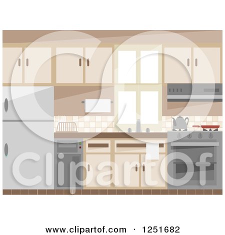 Clipart of a Kitchen Interior - Royalty Free Vector Illustration by BNP Design Studio