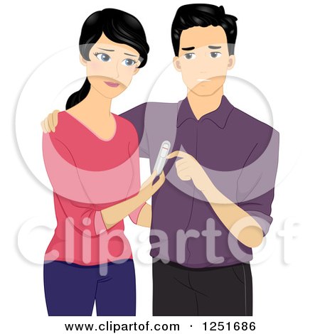 Clipart of a Dissapointed Couple with a Negative Pregnancy Test - Royalty Free Vector Illustration by BNP Design Studio