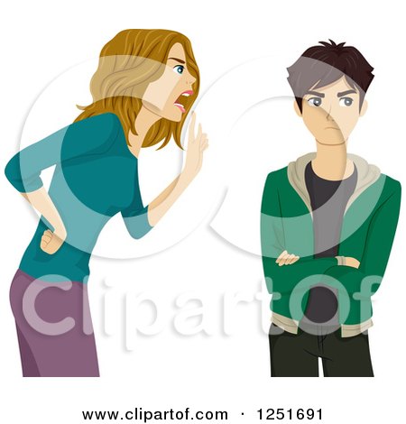 Clipart of a Mother Scolding Her Teenage Son - Royalty Free Vector Illustration by BNP Design Studio