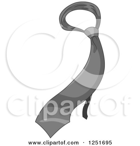 Clipart of a Grayscale Man's Neck Tie - Royalty Free Vector Illustration by BNP Design Studio