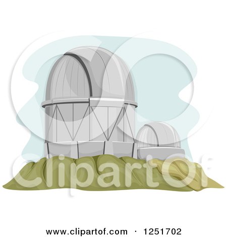 Clipart of a Large Hilltop Telescope Facility - Royalty Free Vector Illustration by BNP Design Studio