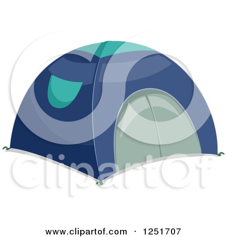 Clipart of a Blue Camping Tent - Royalty Free Vector Illustration by BNP Design Studio