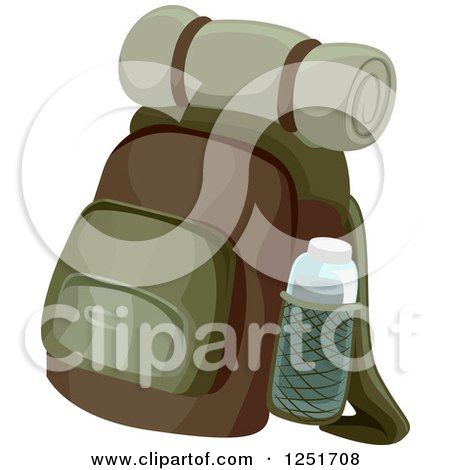 Clipart of a Camping or Hiking Backpack - Royalty Free Vector Illustration by BNP Design Studio