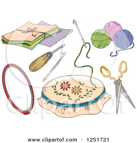 Clipart of Rug Hooking Accessories - Royalty Free Vector Illustration by BNP Design Studio