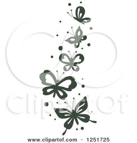 Clipart of a Dark Greek Borer of Flying Butterflies - Royalty Free Vector Illustration by BNP Design Studio