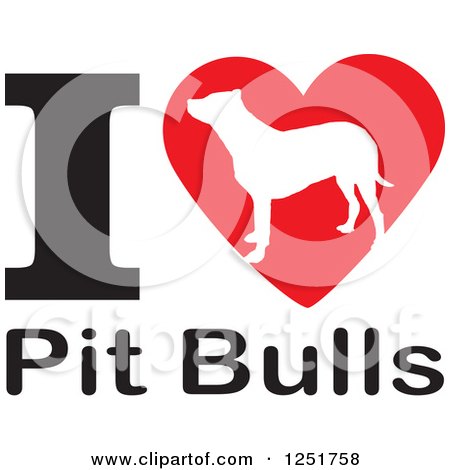 Clipart of an I Heart Pit Bulls Dog Design - Royalty Free Vector Illustration by Johnny Sajem