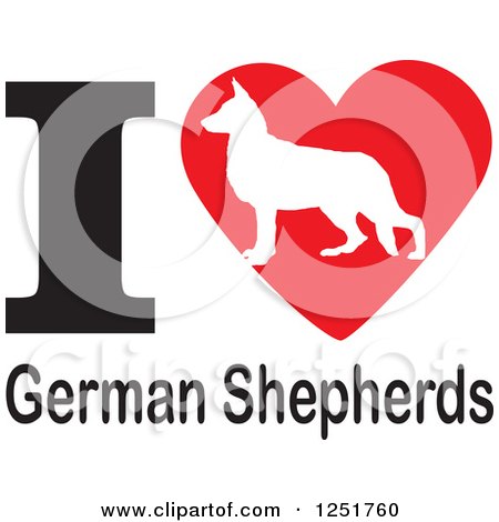 Clipart of an I Heart German Shepherds Dogs Design - Royalty Free Vector Illustration by Johnny Sajem