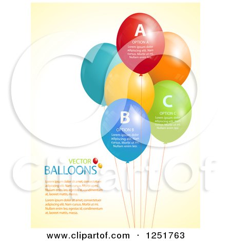 Clipart of Colorful Party Balloons with Sample Text - Royalty Free Vector Illustration by elaineitalia