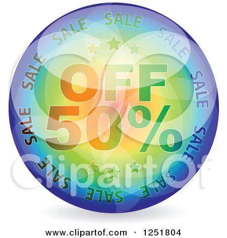 Clipart of a Reflective 50 Percent off Icon - Royalty Free Vector Illustration by Andrei Marincas