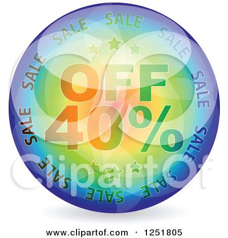 Clipart of a Reflective 40 Percent off Icon - Royalty Free Vector Illustration by Andrei Marincas