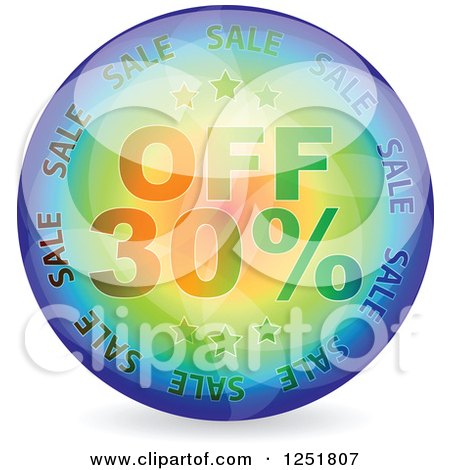 Clipart of a Reflective 30 Percent off Icon - Royalty Free Vector Illustration by Andrei Marincas