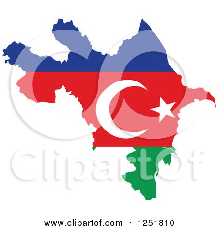 Clipart of an Azerbaijan Flag Map - Royalty Free Vector Illustration by Andrei Marincas