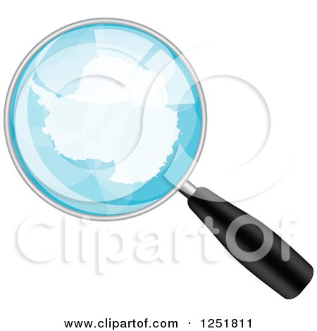 Clipart of a Magnifing Glass with Antarctica - Royalty Free Vector Illustration by Andrei Marincas
