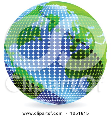 Clipart of a 3d Blue and Green Dot Earth - Royalty Free Vector Illustration by Andrei Marincas