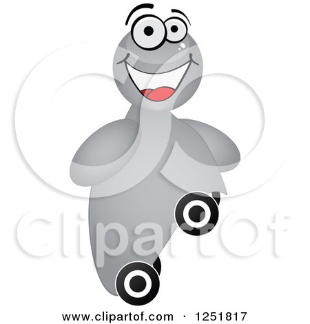 Clipart of a Happy Man Skateboarding - Royalty Free Vector Illustration by Andrei Marincas