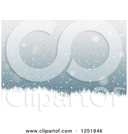 Clipart of a Snow Background and Evergreens - Royalty Free Vector Illustration by dero