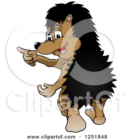 Clipart of a Hedgehog Walking and Pointing - Royalty Free Vector Illustration by dero