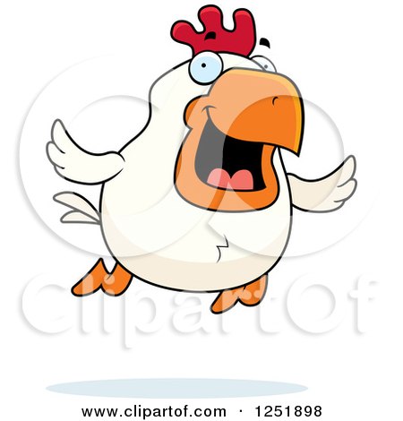 Clipart of a Happy Flying Rooster - Royalty Free Vector Illustration by Cory Thoman