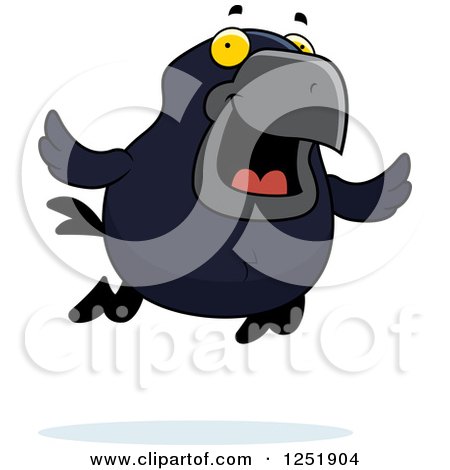 Clipart of a Happy Crow Flying - Royalty Free Vector Illustration by Cory Thoman