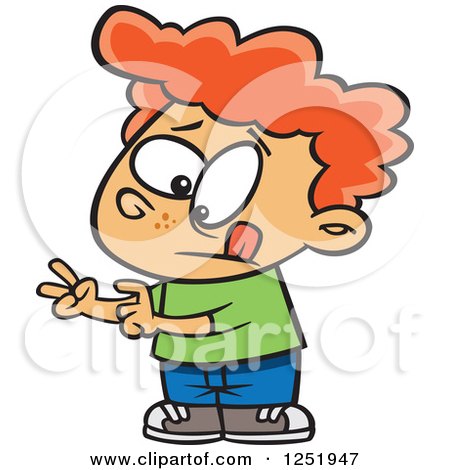 Clipart of a Red Haired Caucasian Boy Counting His Fingers - Royalty Free Vector Illustration by toonaday