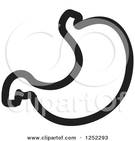 Clipart of a Black and White Stomach - Royalty Free Vector Illustration by Lal Perera