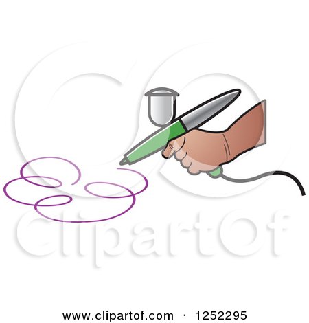 Clipart of a Hand Airbrushing a Swirl - Royalty Free Vector Illustration by Lal Perera