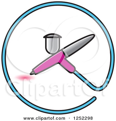 Clipart of a Circle Around an Airbrushing Spray Gun - Royalty Free Vector Illustration by Lal Perera