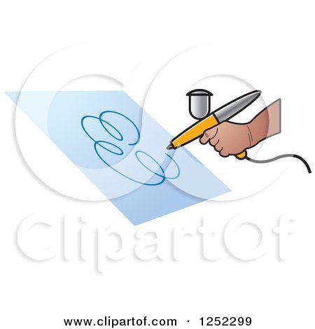 Clipart of a Hand Airbrushing a Swirl on Paper - Royalty Free Vector Illustration by Lal Perera