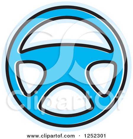 Clipart of a Blue Steering Wheel - Royalty Free Vector Illustration by Lal Perera