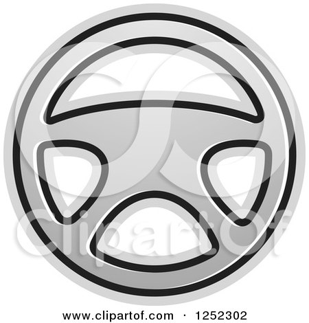 Clipart of a Silver Steering Wheel - Royalty Free Vector Illustration by Lal Perera