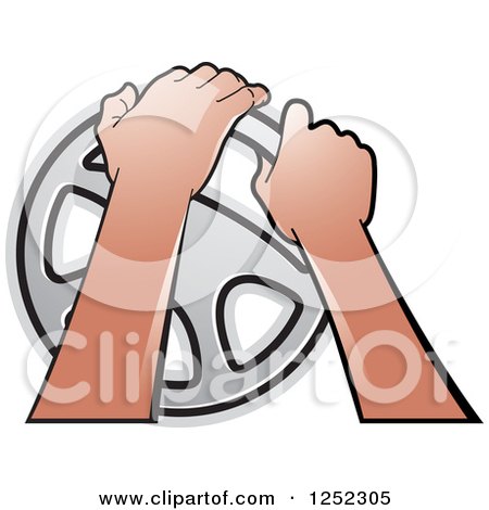 Clipart of Hands Operating a Steering Wheel - Royalty Free Vector Illustration by Lal Perera