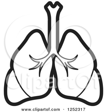 Clipart of Black and White Lungs - Royalty Free Vector Illustration by Lal Perera