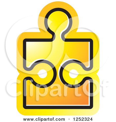 Clipart of a Yellow Jigsaw Puzzle Piece - Royalty Free Vector Illustration by Lal Perera
