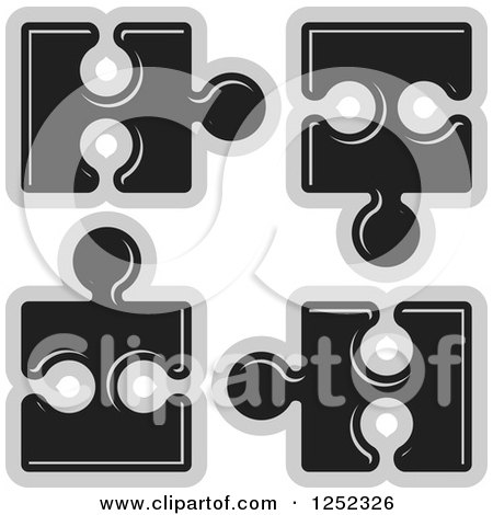 Clipart of Black and Gray Jigsaw Puzzle Pieces - Royalty Free Vector Illustration by Lal Perera