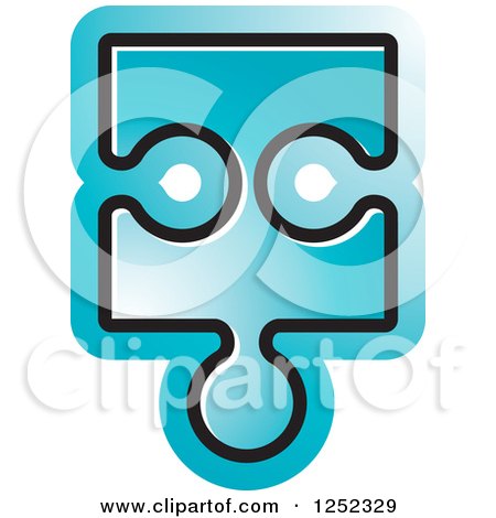 Clipart of a Blue Jigsaw Puzzle Piece - Royalty Free Vector Illustration by Lal Perera