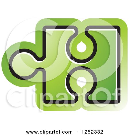 Clipart of a Green Jigsaw Puzzle Piece - Royalty Free Vector Illustration by Lal Perera