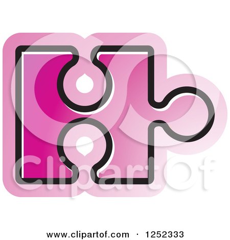 Clipart of a Pink Jigsaw Puzzle Piece - Royalty Free Vector Illustration by Lal Perera