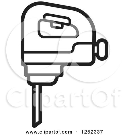 Clipart of a Black and White Hand Drill - Royalty Free Vector Illustration by Lal Perera
