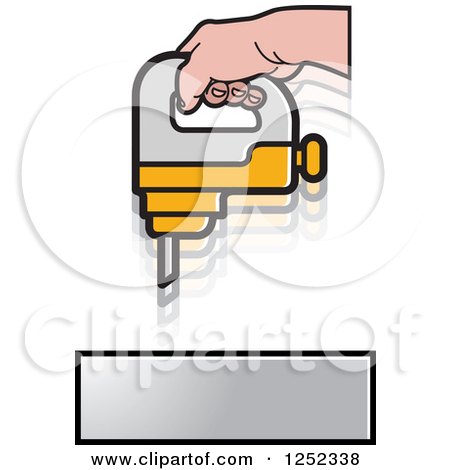 Clipart of a Hand Operating a Drill - Royalty Free Vector Illustration by Lal Perera