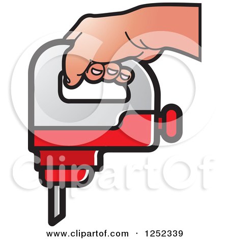 Clipart of a Hand Holding a Drill - Royalty Free Vector Illustration by Lal Perera
