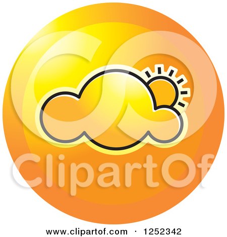 Clipart of a Round Orange Cloud and Sun Icon - Royalty Free Vector Illustration by Lal Perera
